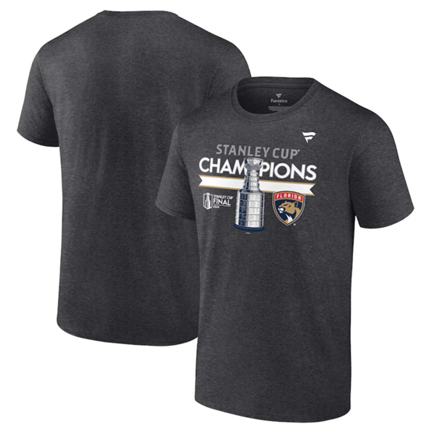 Men's Charcoal Florida Panthers Heather 2024 Stanley Cup Champions Locker Room T-Shirt